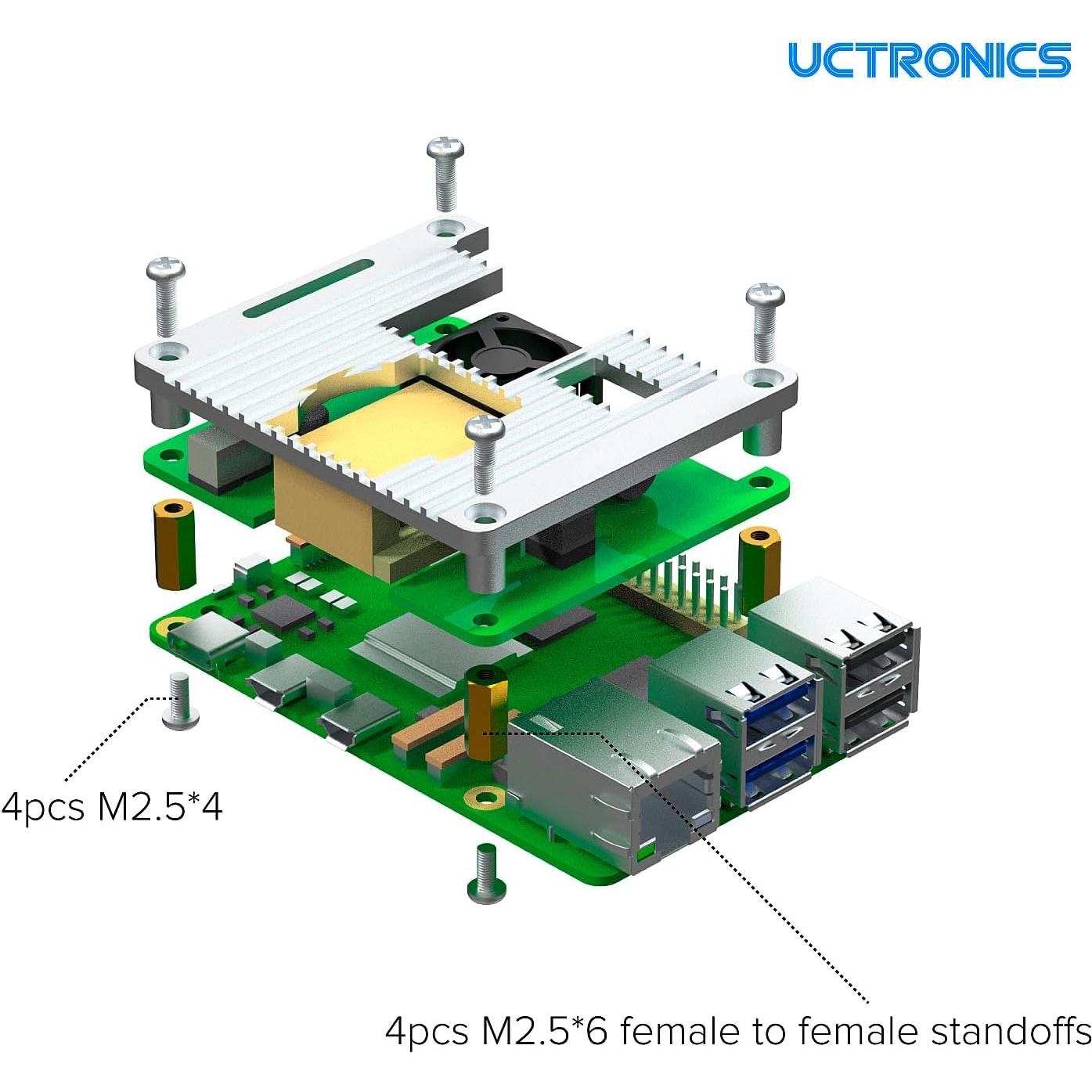 Sombrero PoE Uctronics para Raspberry Pi 5/4/3B 5V 4.5A
