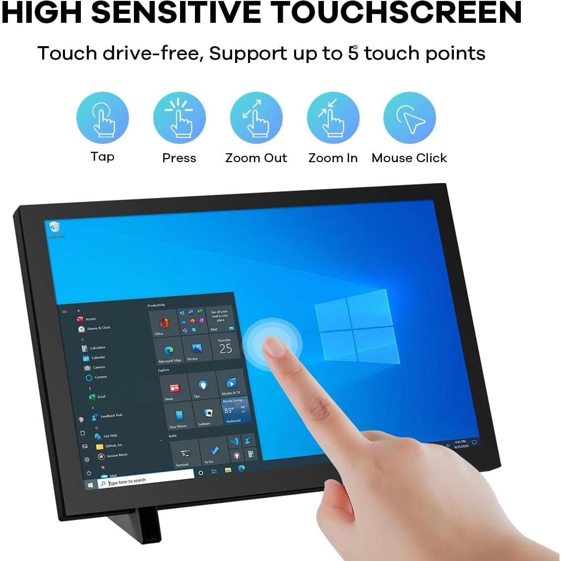 Monitor táctil capacitivo 10.1" IPS HDMI 1280x800 Hosyond