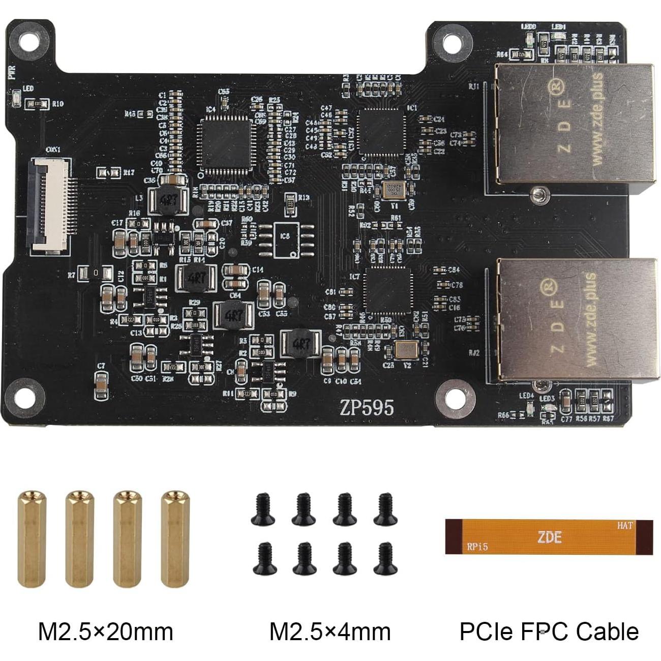 Placa de Expansión HAT PCIe Doble Puerto Ethernet 2.5G ZDE