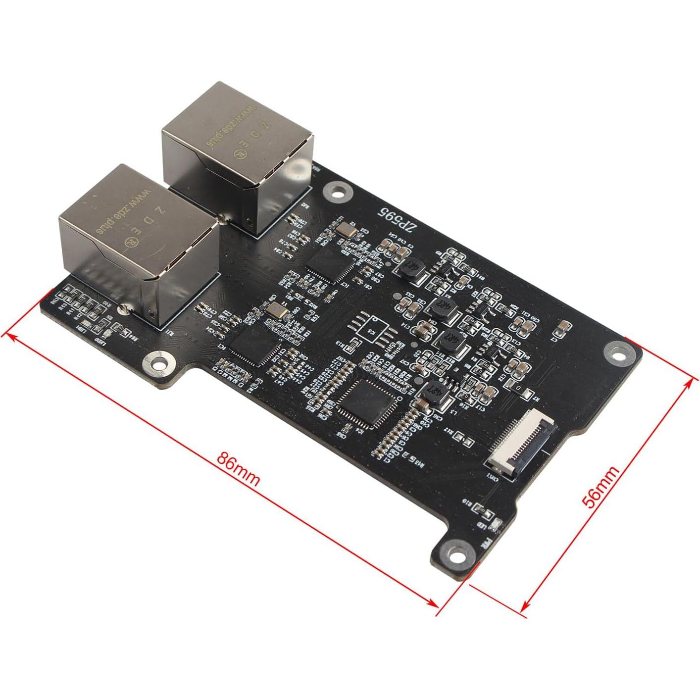 Placa de Expansión HAT PCIe Doble Puerto Ethernet 2.5G ZDE