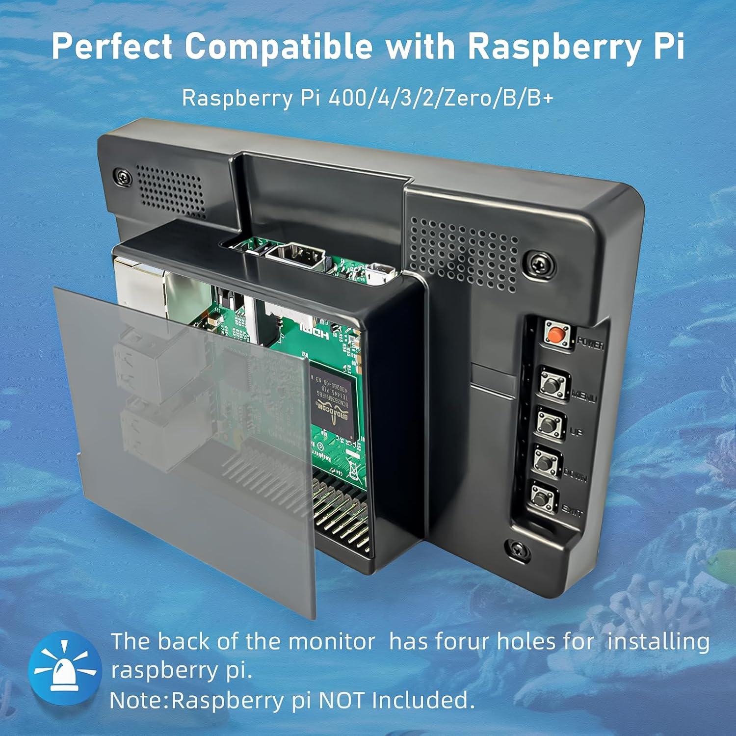 Monitor LCD 7" HMTECH para Raspberry Pi 400/4/3/2/Zero