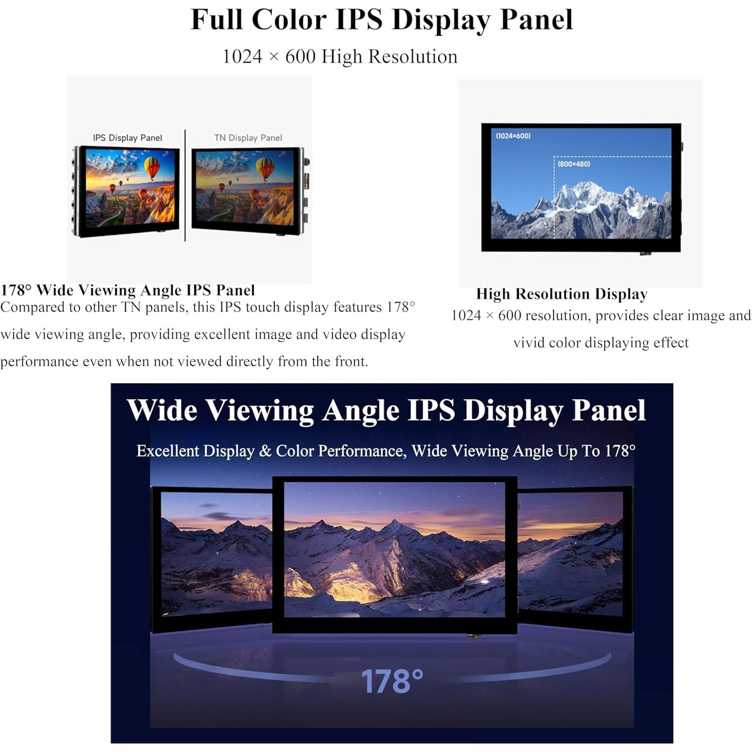Pantalla Táctil 5" IPS HDMI Wonrabai 1024x600 Resistiva