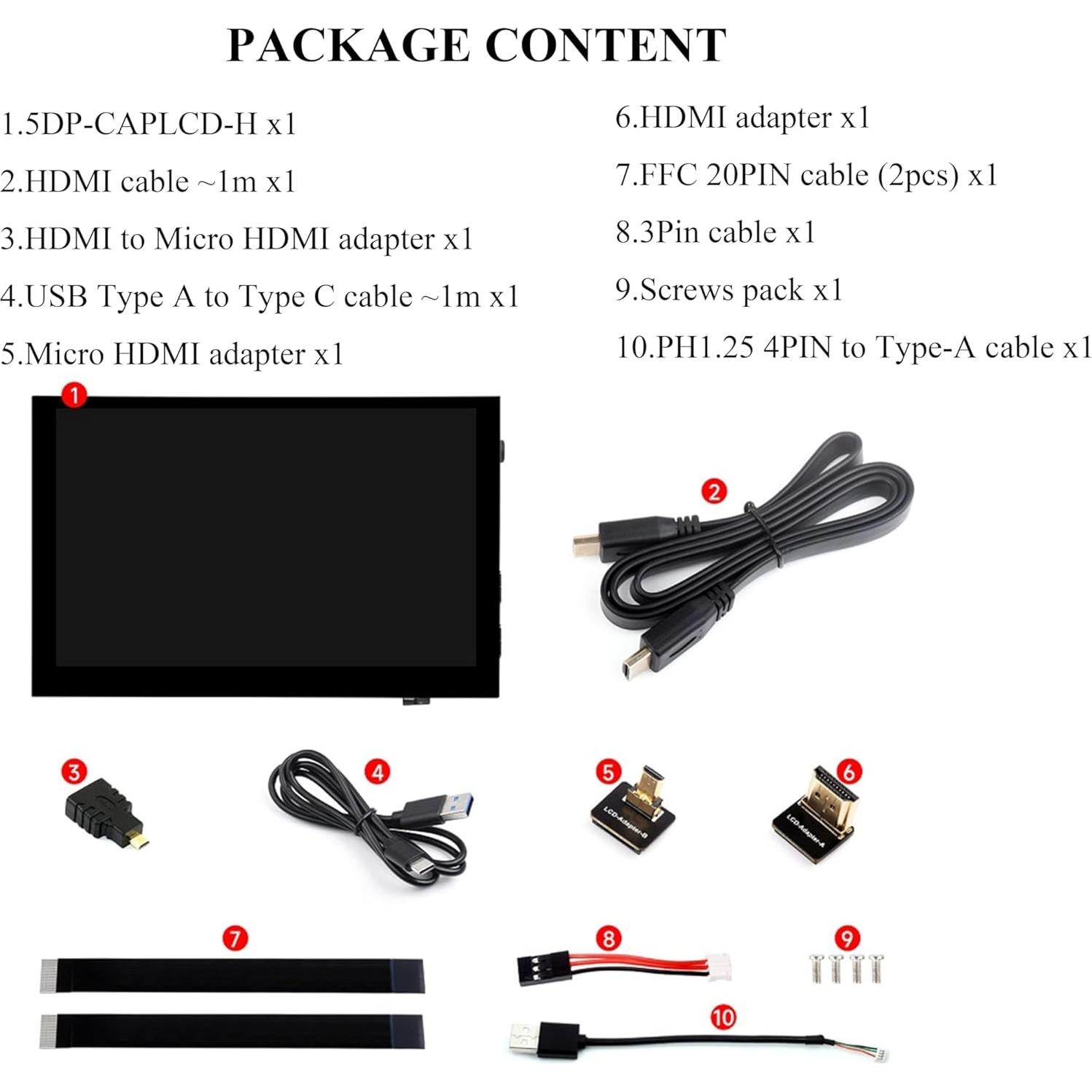 Pantalla Táctil 5" IPS HDMI Wonrabai 1024x600 Resistiva