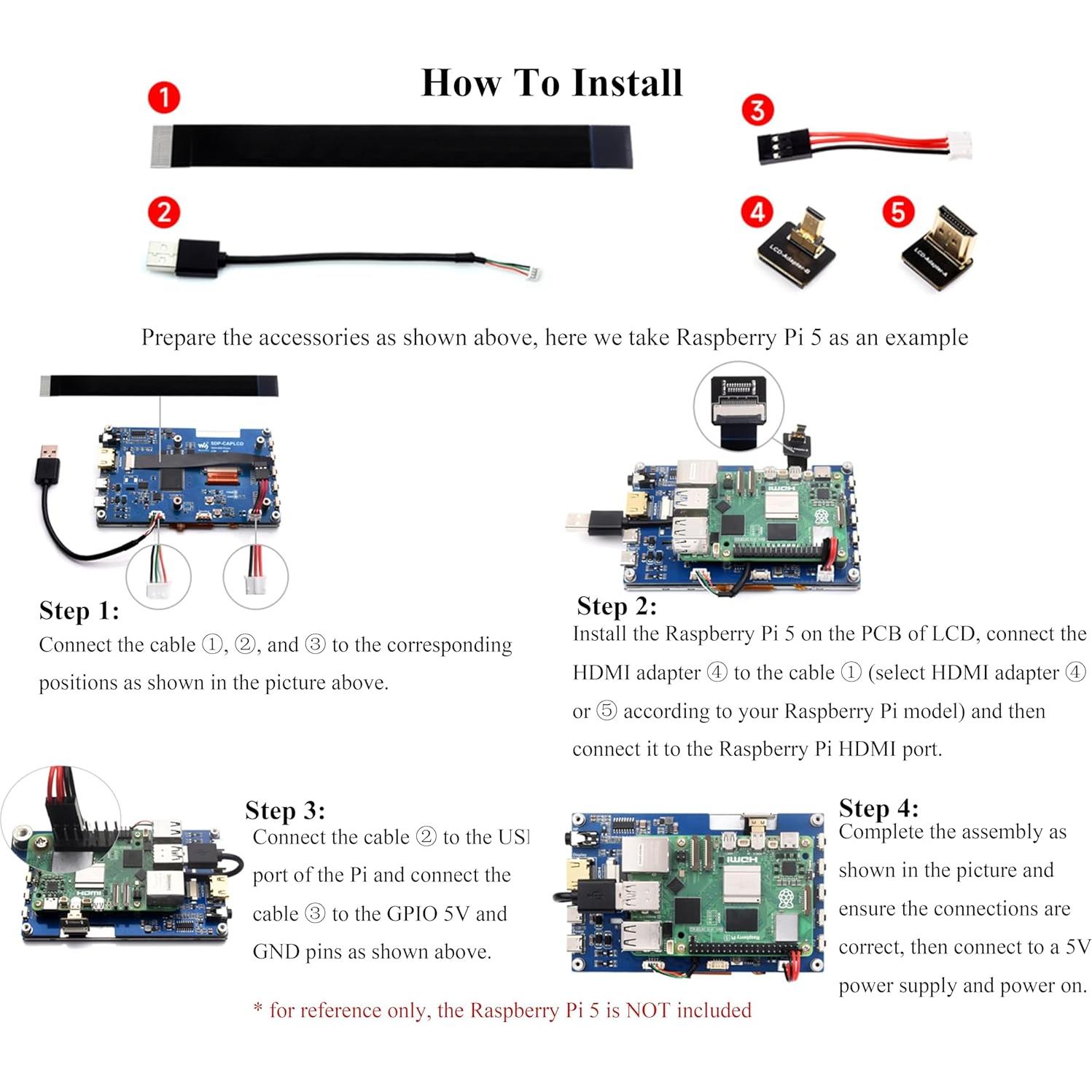 Pantalla Táctil 5" IPS HDMI Wonrabai 1024x600 Resistiva