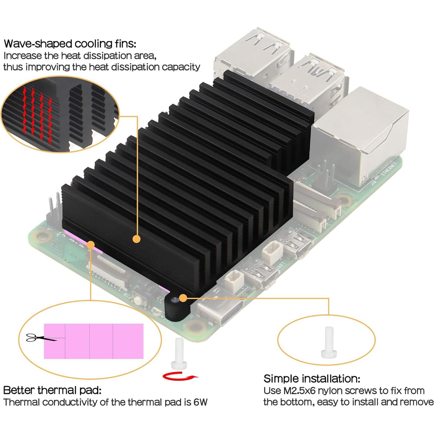 Disipador Pasivo Geekworm H509 para Raspberry Pi 5 15mm