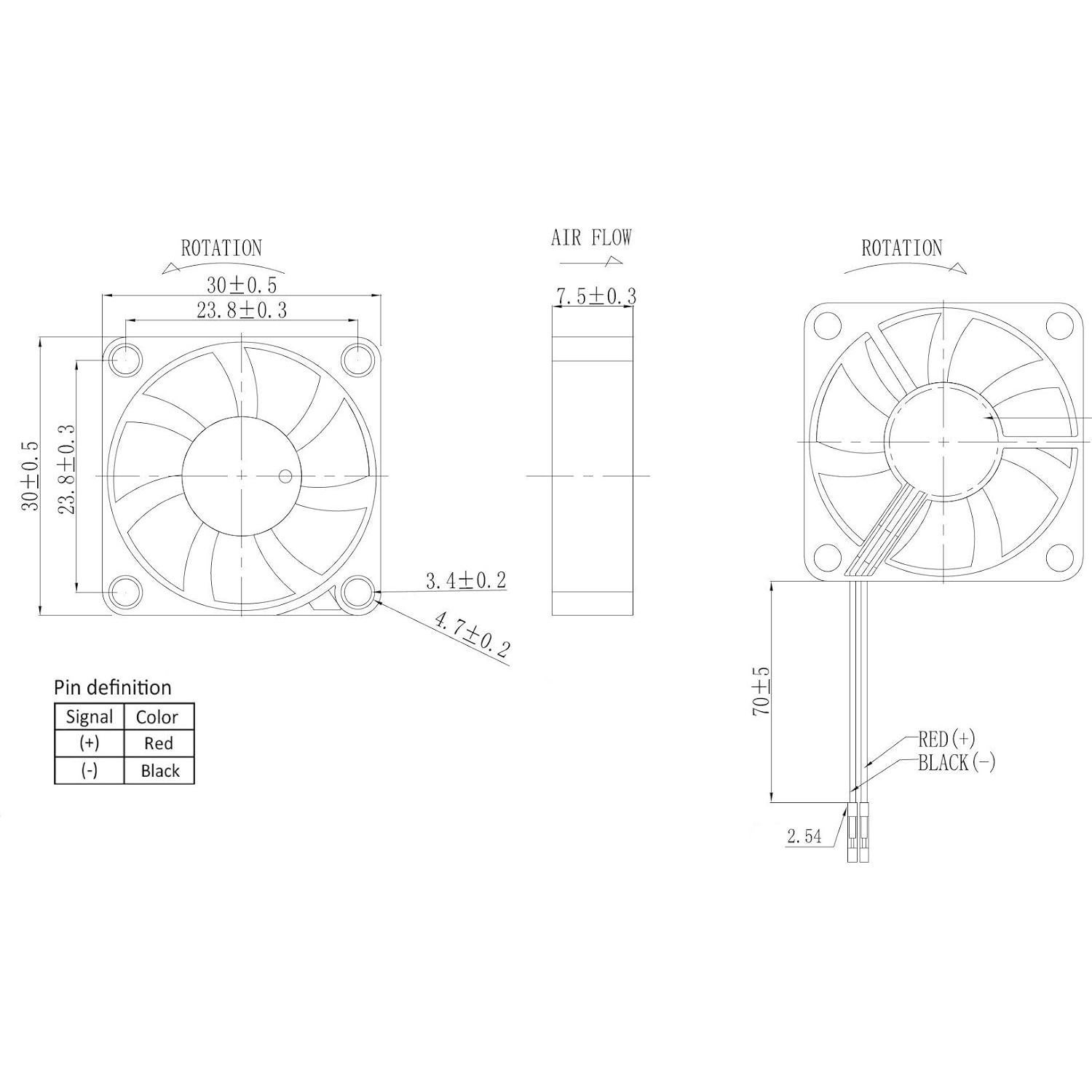 Ventilador Easycargo 30x30mm 5V DC para Raspberry Pi
