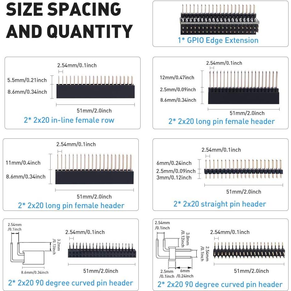 Kit de encabezado hembra apilable 40 pines GeeekPi para Raspberry Pi