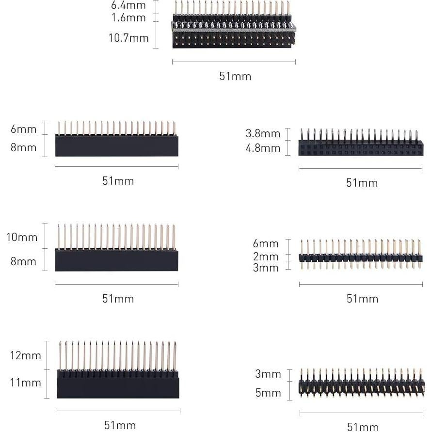 Kit de encabezado hembra apilable 40 pines GeeekPi para Raspberry Pi