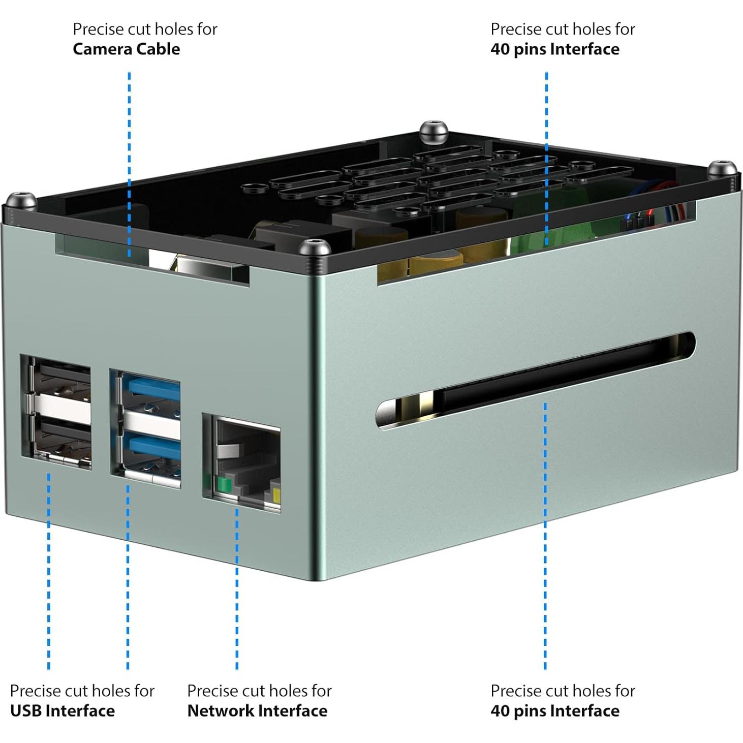 Caja de Aluminio InnoMaker para Raspberry Pi 4 con Ventilador y Disipador