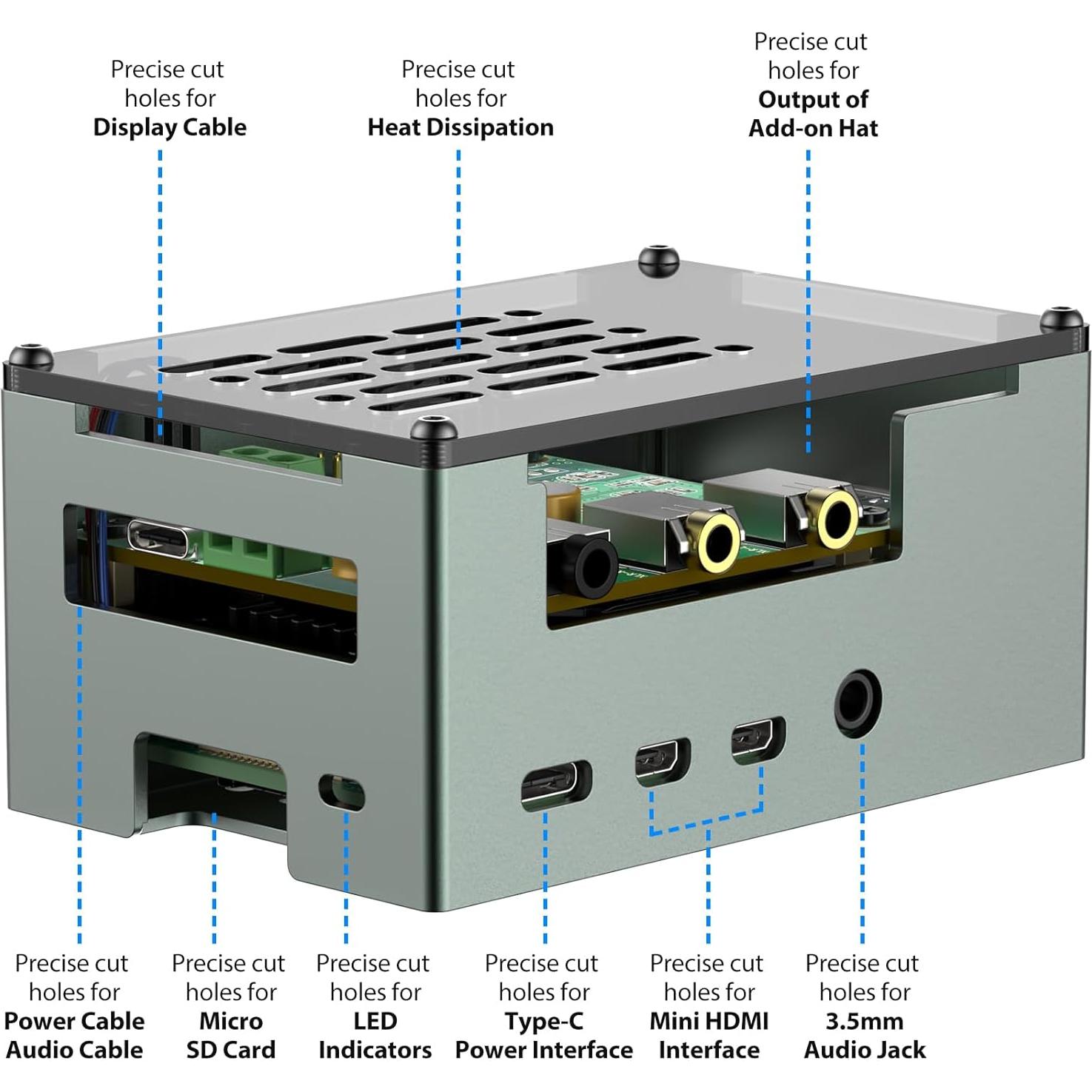 Caja de Aluminio InnoMaker para Raspberry Pi 4 con Ventilador y Disipador