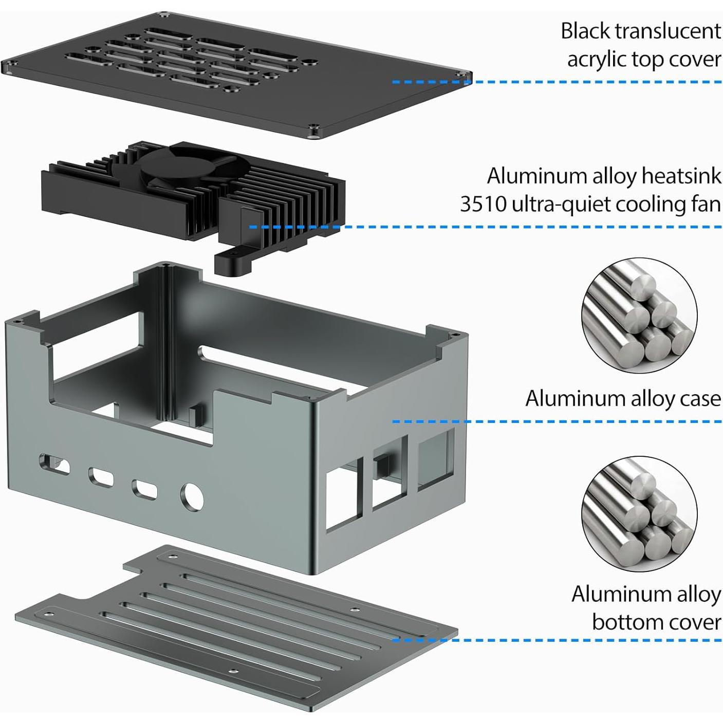 Caja de Aluminio InnoMaker para Raspberry Pi 4 con Ventilador y Disipador