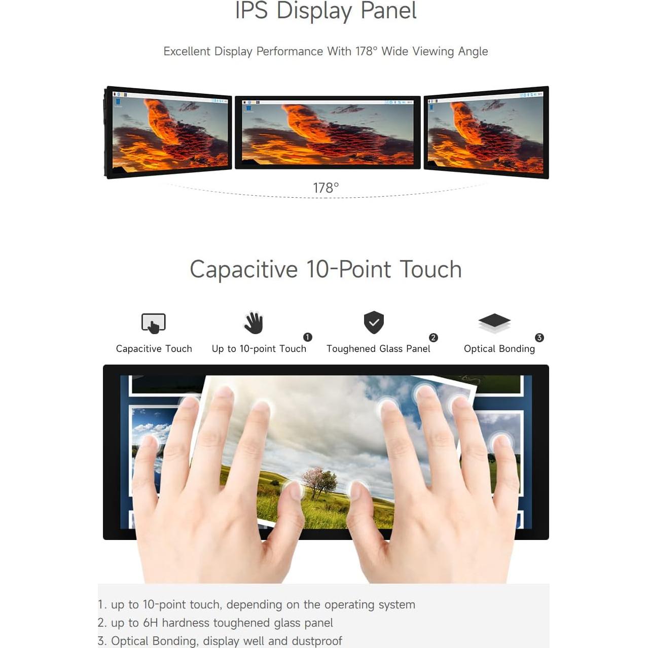 Pantalla táctil capacitiva Waveshare 9.3" 1600x600 HDMI