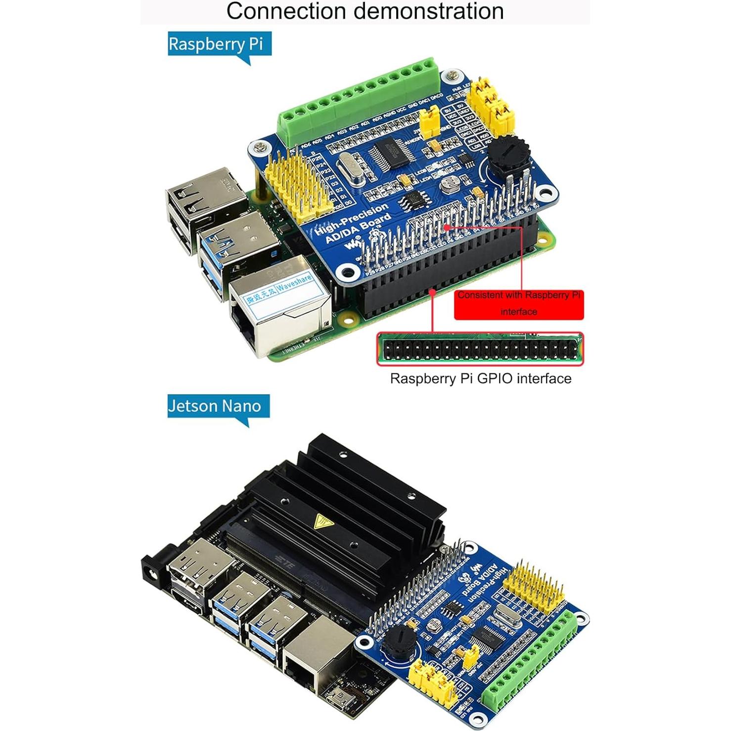 Placa AD/DA Alta Precisión Waveshare para Raspberry Pi
