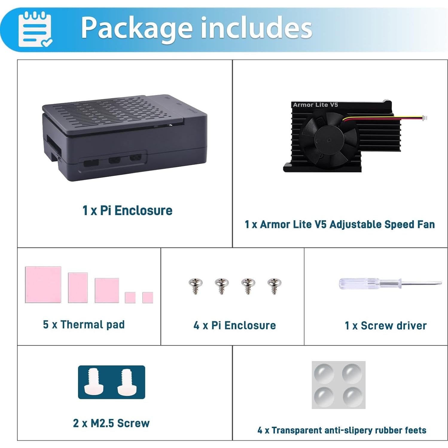 Caja ABS con Enfriador Armor Lite V5 para Raspberry Pi 5