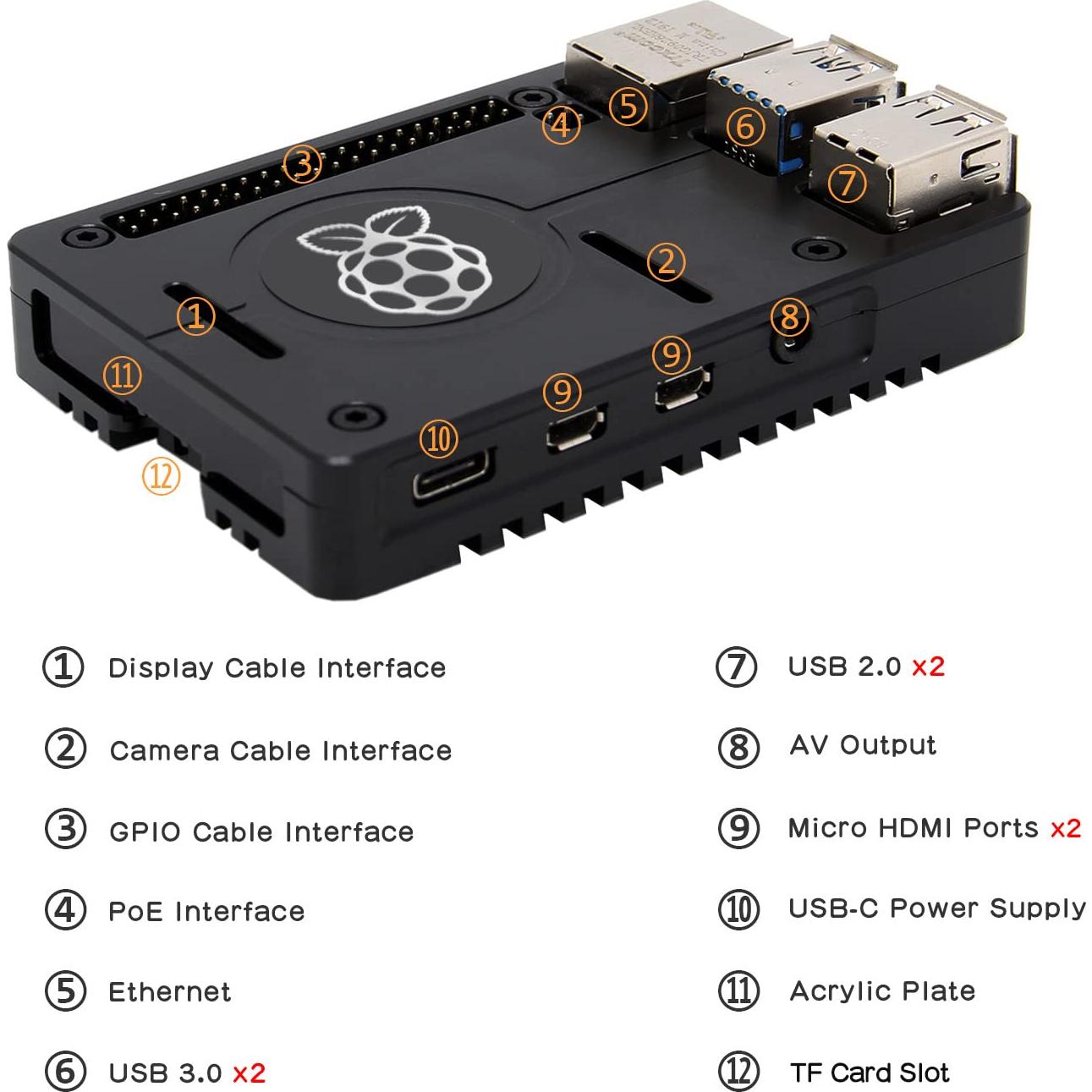Caja Disipadora Geekworm N300 para Raspberry Pi 4 Aluminio