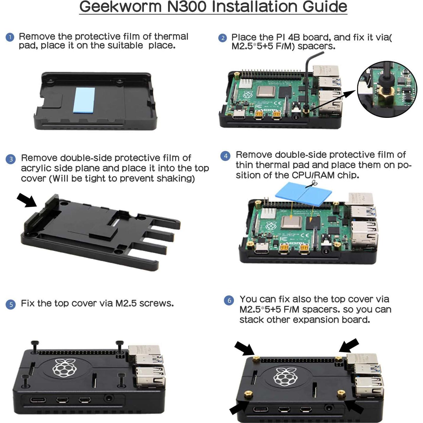 Caja Disipadora Geekworm N300 para Raspberry Pi 4 Aluminio