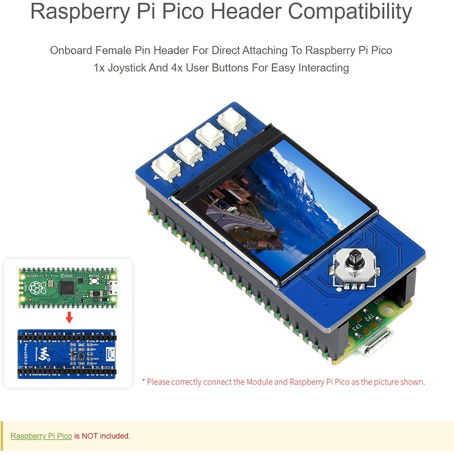 Pantalla LCD 1.3" Waveshare para Raspberry Pi Pico 240x240
