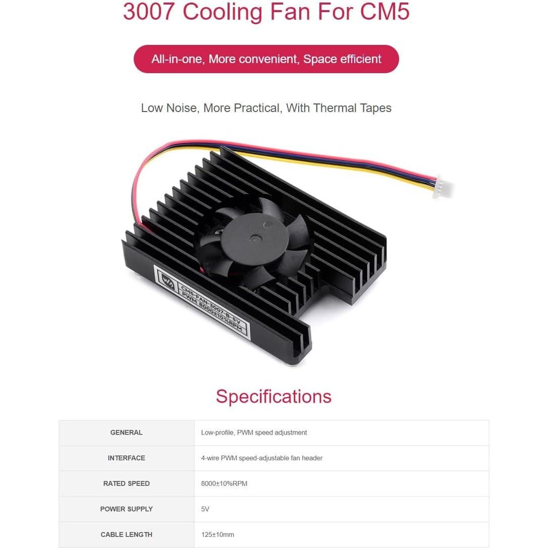 Ventilador de Enfriamiento Waveshare para Raspberry Pi CM5 5V