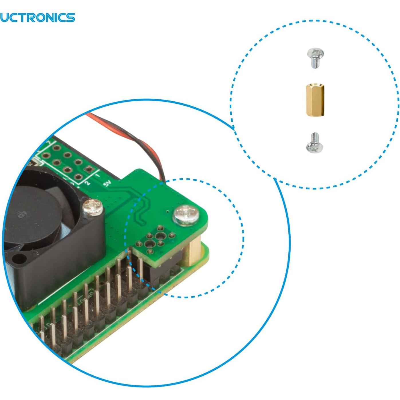 UCTRONICS PoE+ Hat para Raspberry Pi 4B/3B+ 5V 4.5A