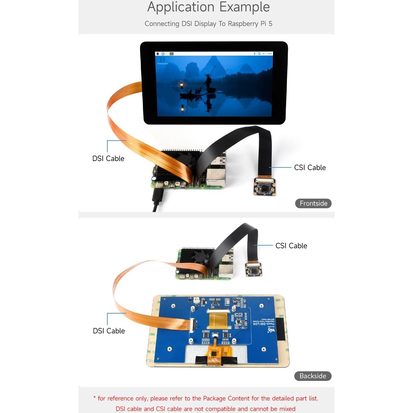 Cable DSI FPC Waveshare 300mm 22 a 15 pines Raspberry Pi