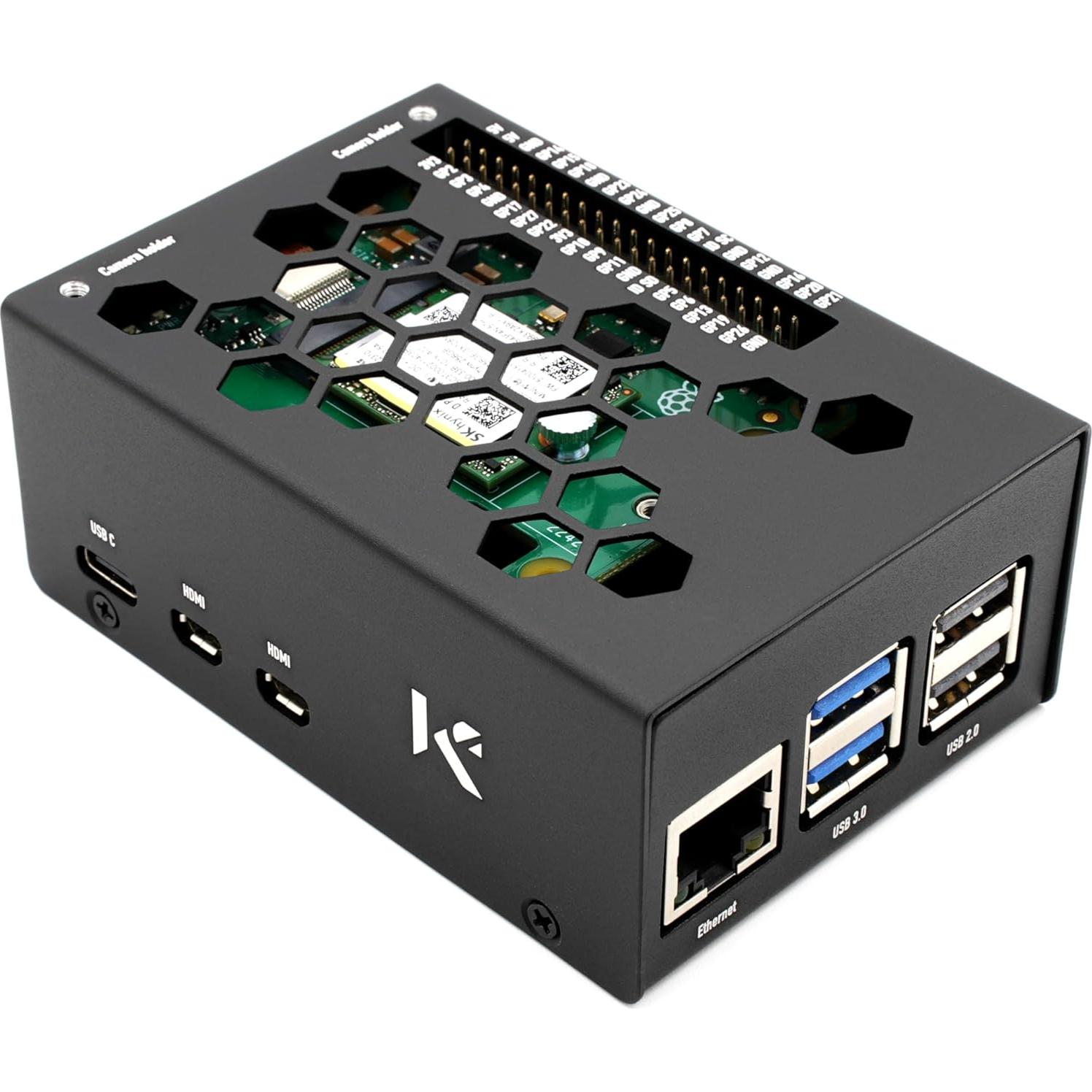 Caja KKSB para Raspberry Pi 5 y HAT M.2 NVMe - Negro