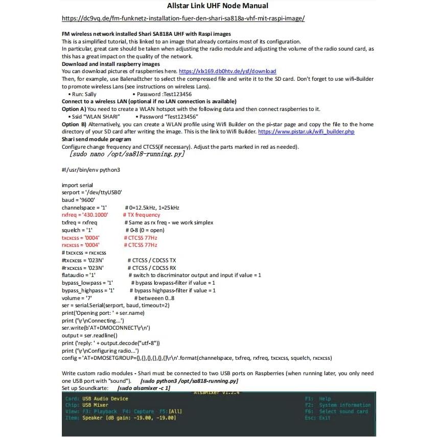 Interfaz Radio Ham Allstar AURSINC SA818 para Raspberry Pi