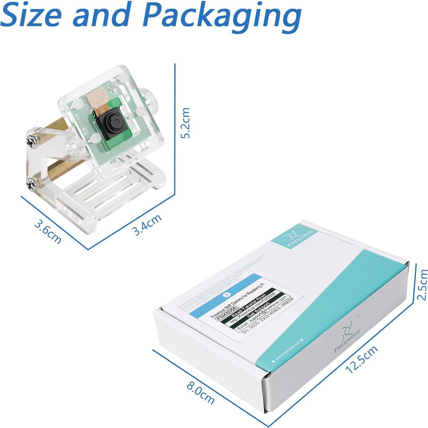 Cámara FREENOVE 5MP para Raspberry Pi 5/4B/3B+ con soporte