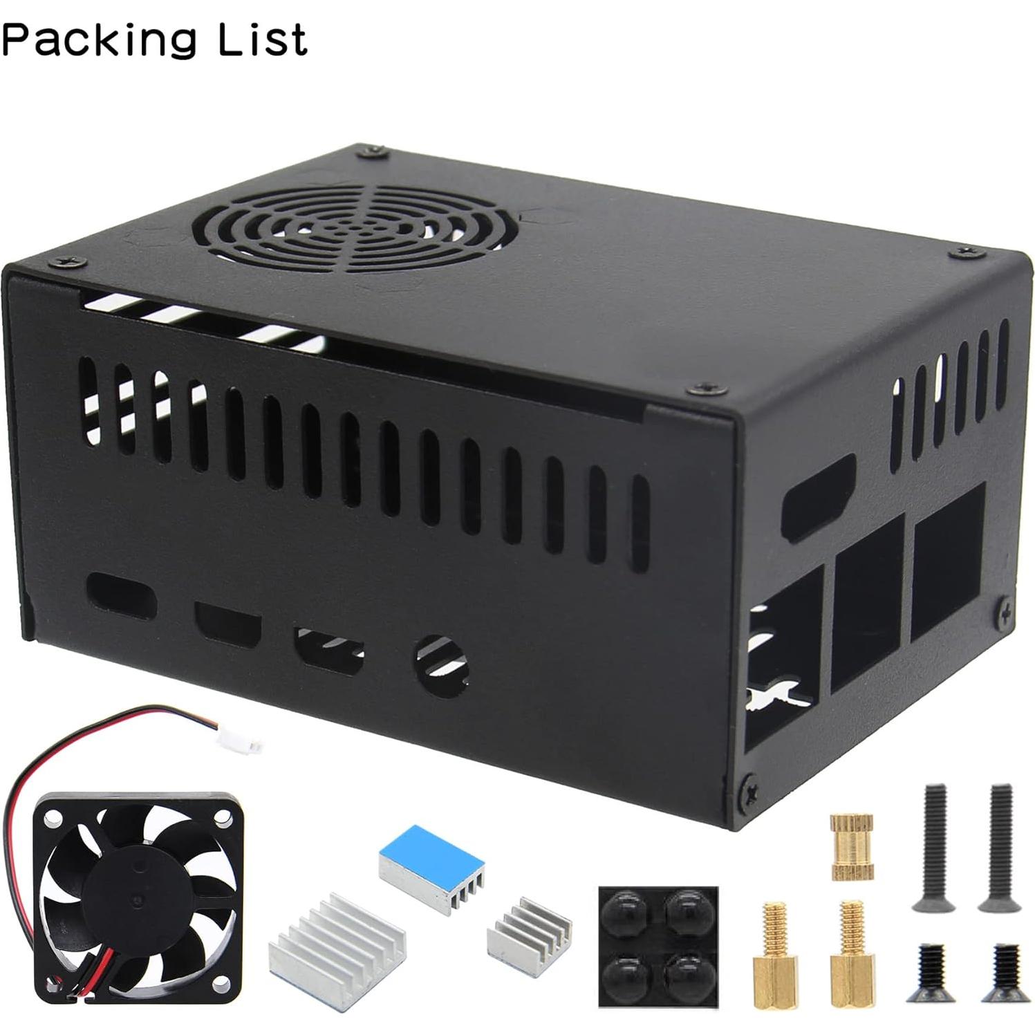 Caja de Metal Geekworm X630-C1 con Ventilador y Disipadores para Raspberry Pi 4