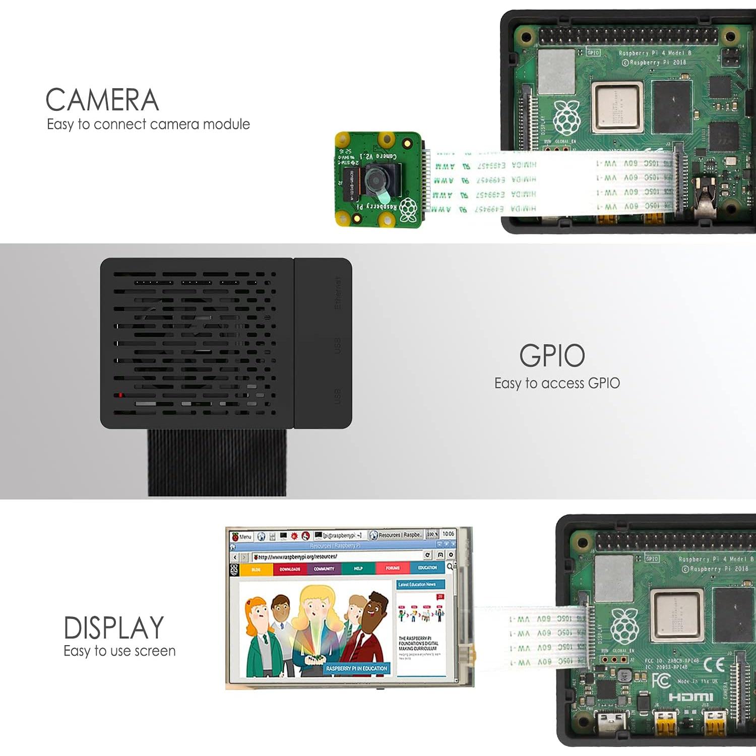 Caja Refrigeración iUniker para Raspberry Pi 4 con Ventilador 40mm