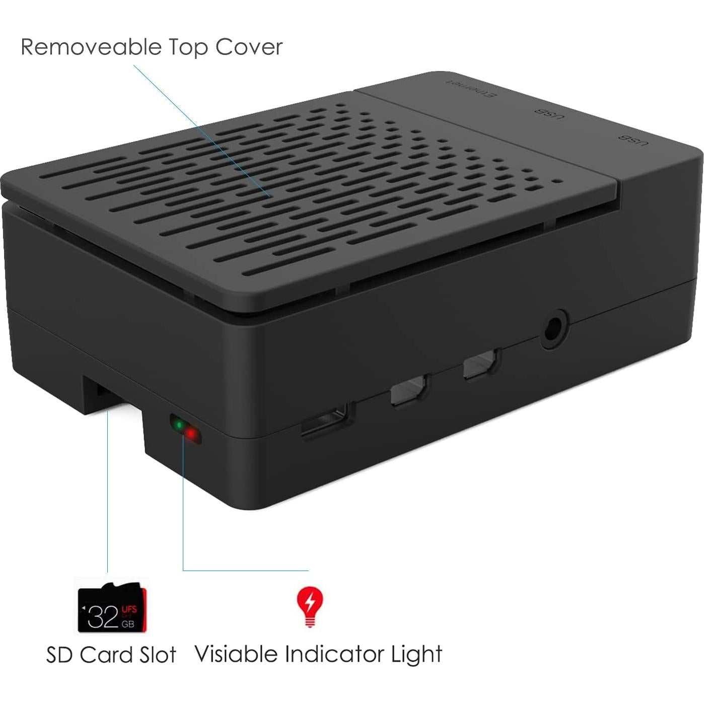 Caja Refrigeración iUniker para Raspberry Pi 4 con Ventilador 40mm