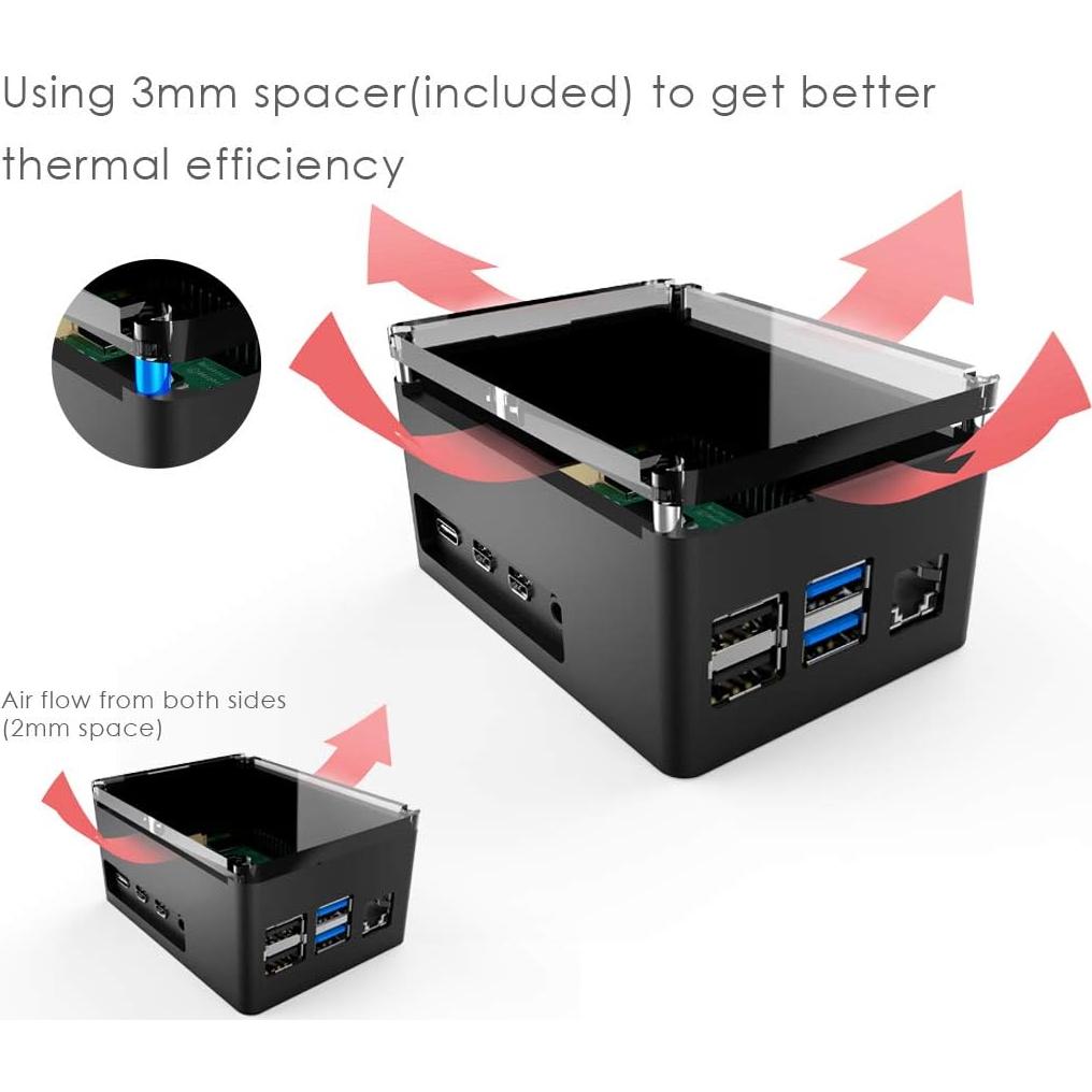 Caja de Aluminio Extra Alta Anidees para Raspberry Pi 4 Plata