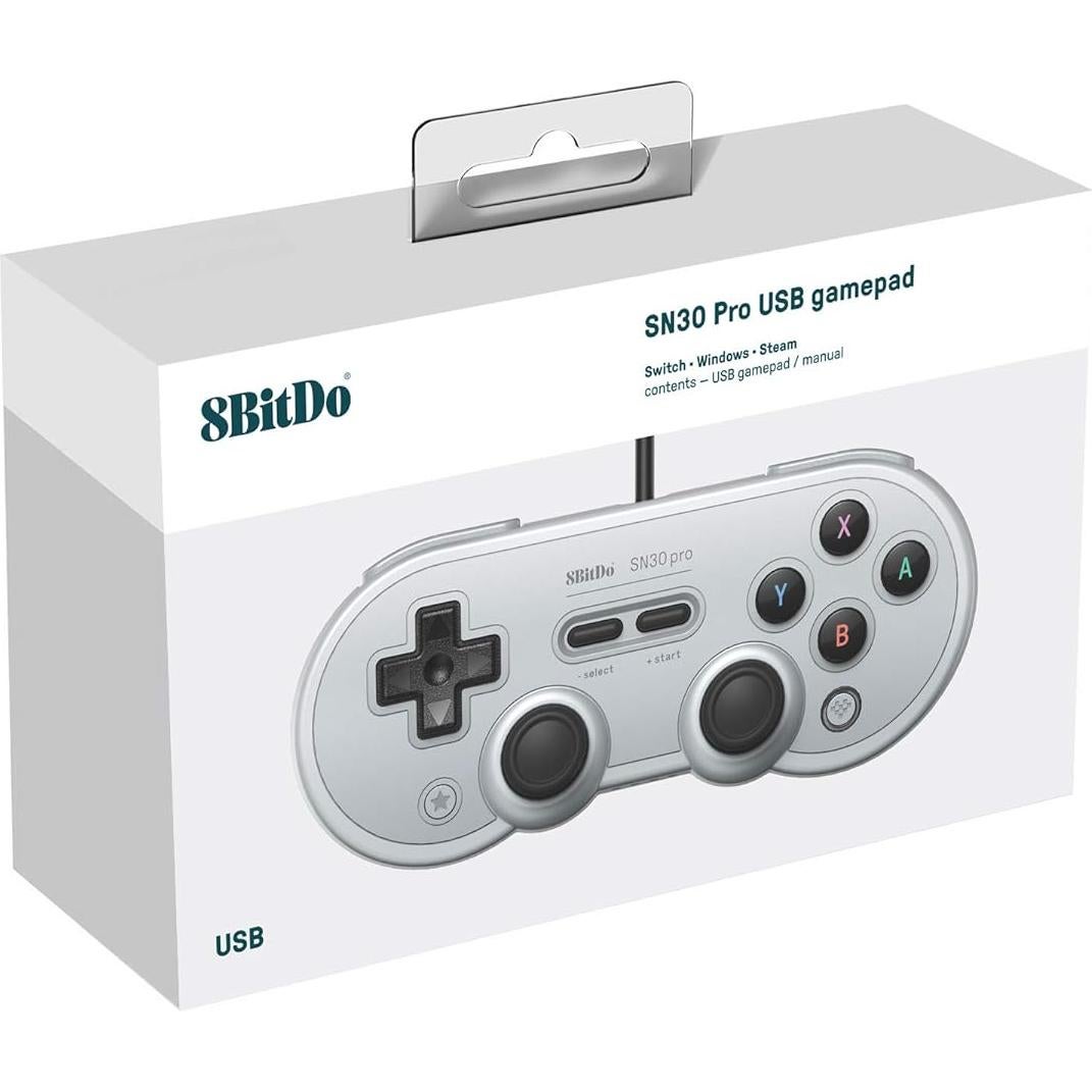 Controlador USB 8Bitdo Sn30 Pro Gris para Switch y PC