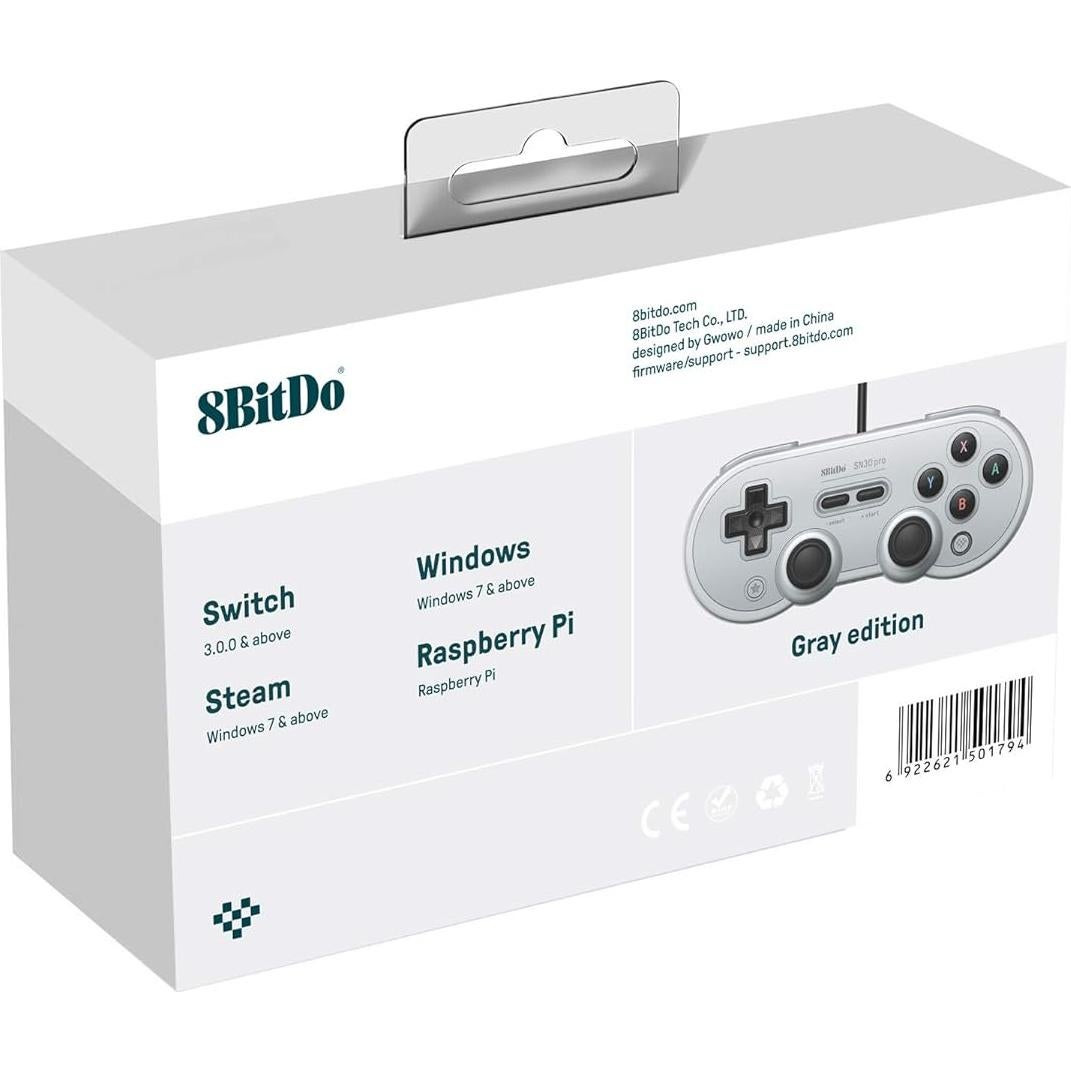 Controlador USB 8Bitdo Sn30 Pro Gris para Switch y PC