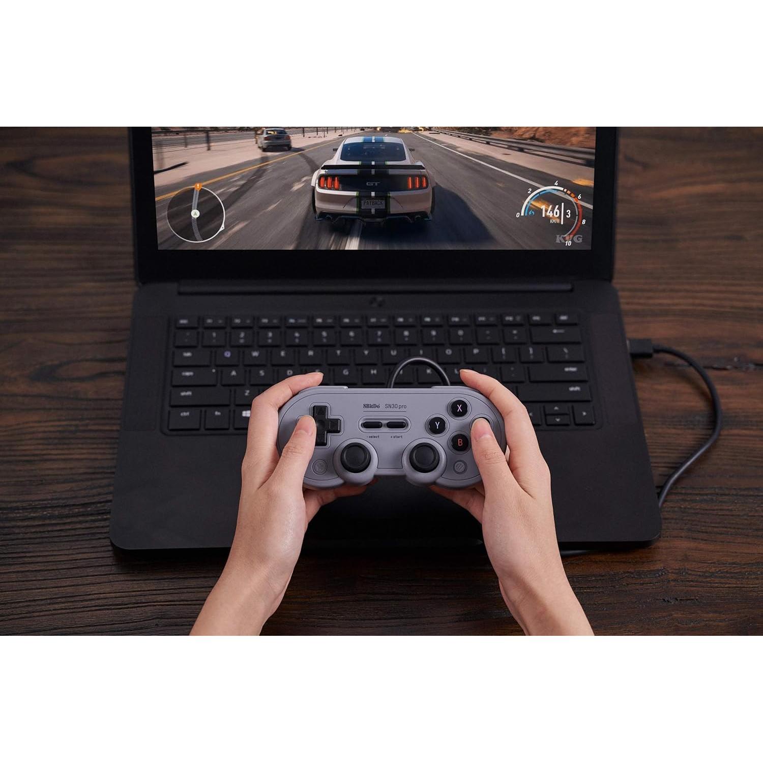 Controlador USB 8Bitdo Sn30 Pro Gris para Switch y PC