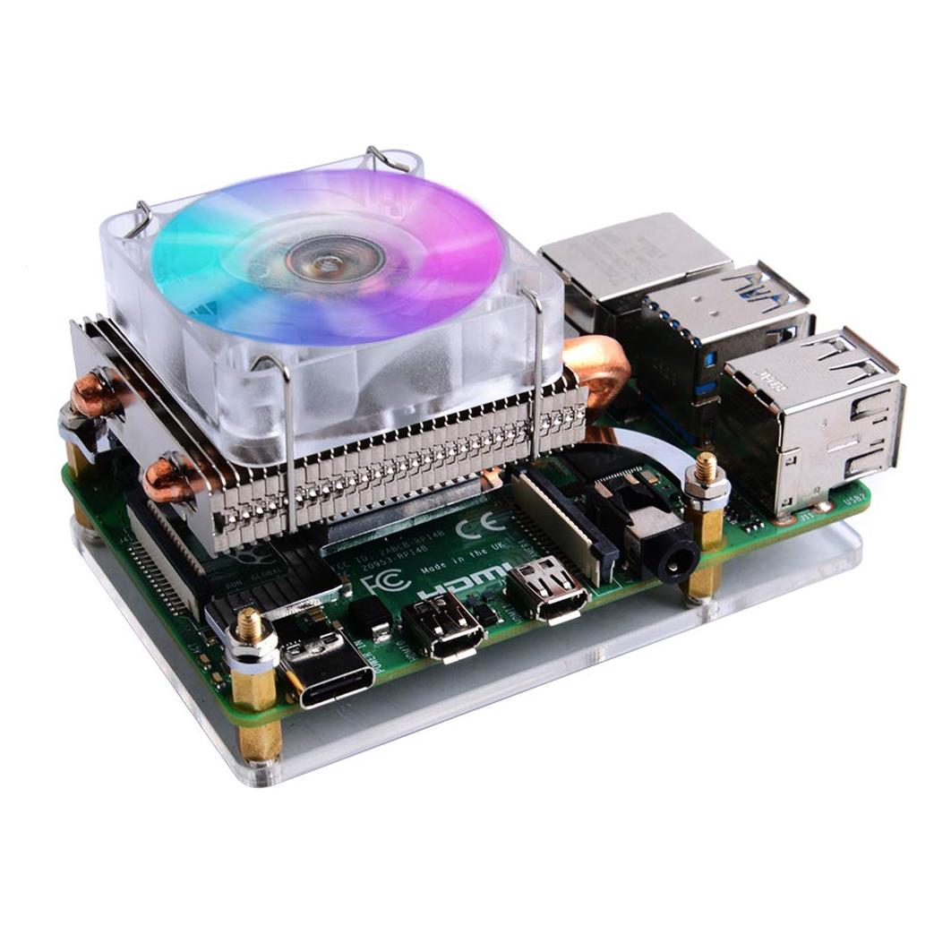Ventilador PWM RGB GeeekPi para Raspberry Pi 4B y 3B+ Plata