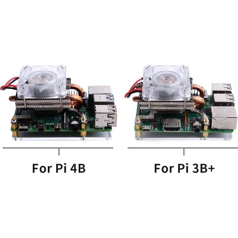 Ventilador PWM RGB GeeekPi para Raspberry Pi 4B y 3B+ Plata