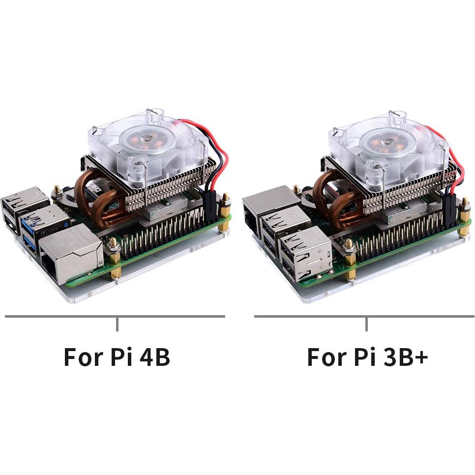 Ventilador PWM RGB GeeekPi para Raspberry Pi 4B y 3B+ Plata