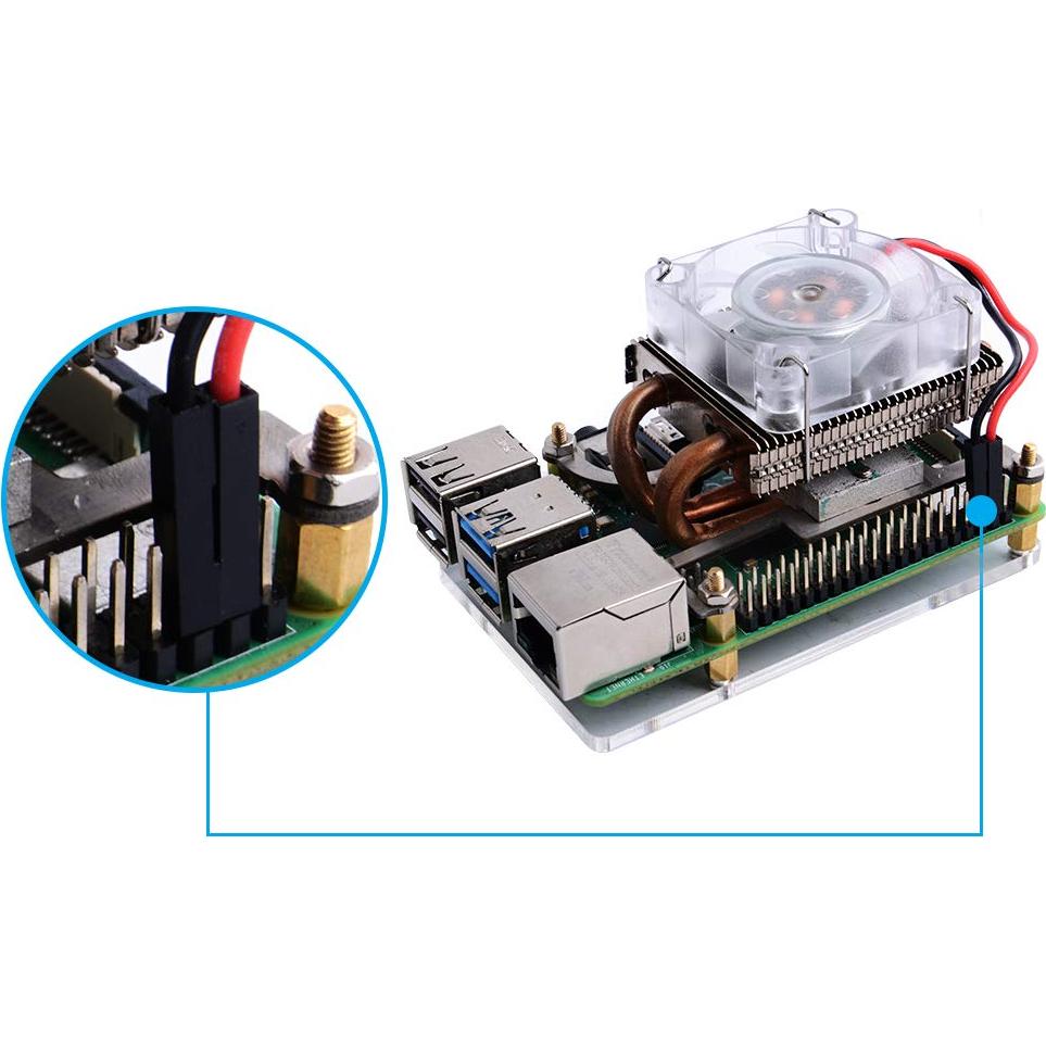 Ventilador PWM RGB GeeekPi para Raspberry Pi 4B y 3B+ Plata