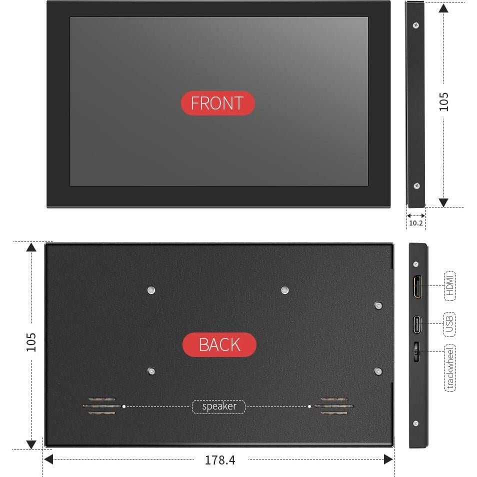 Monitor portátil 7" JLTTEK HDMI USB-C IPS 1024x600