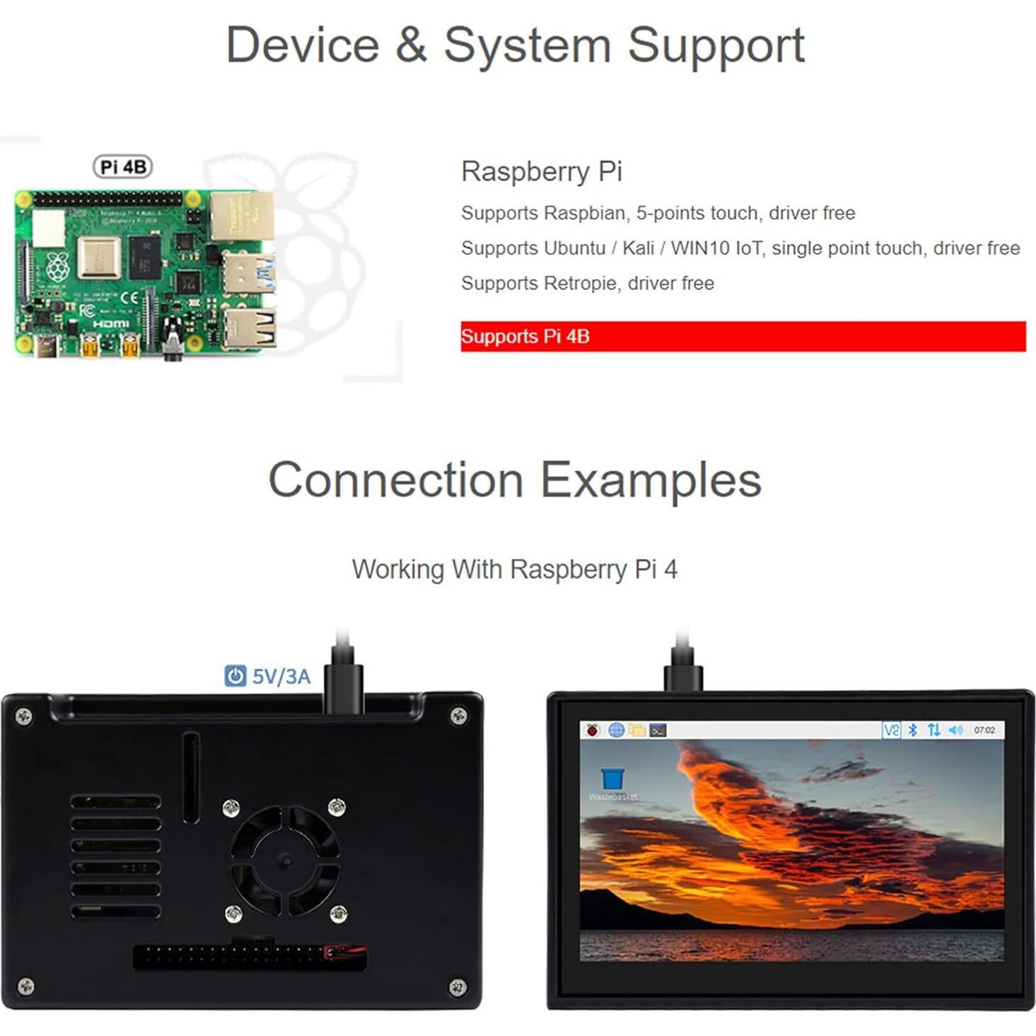 Pantalla Táctil Waveshare 4.3" DSI LCD para Raspberry Pi 4B
