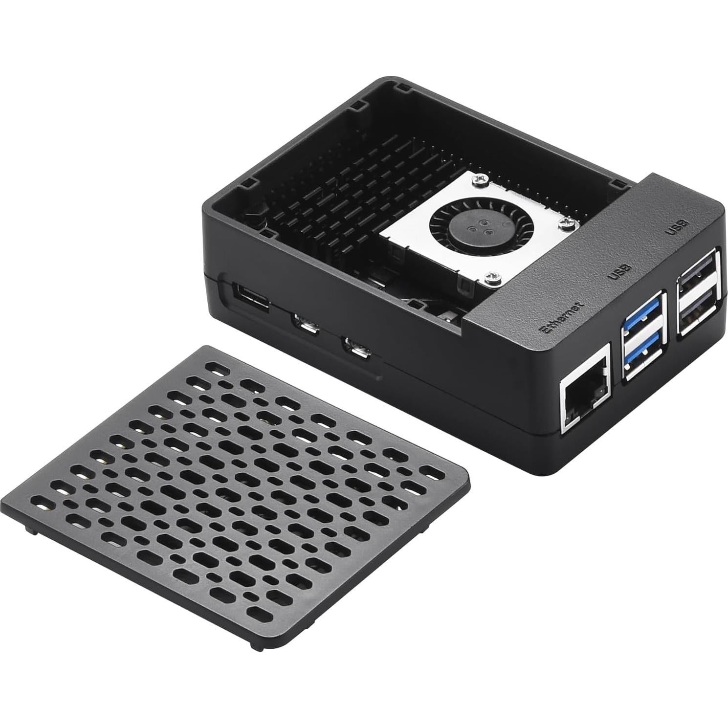 Funda para Raspberry Pi 5 iUniker con Ventilador y Disipador Negro