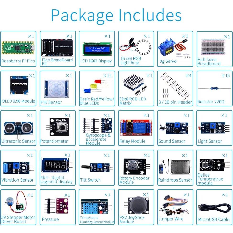 Kit de Programación Micro Python GeeekPi para Raspberry Pi Pico