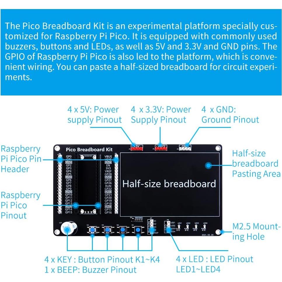 Kit de Programación Micro Python GeeekPi para Raspberry Pi Pico