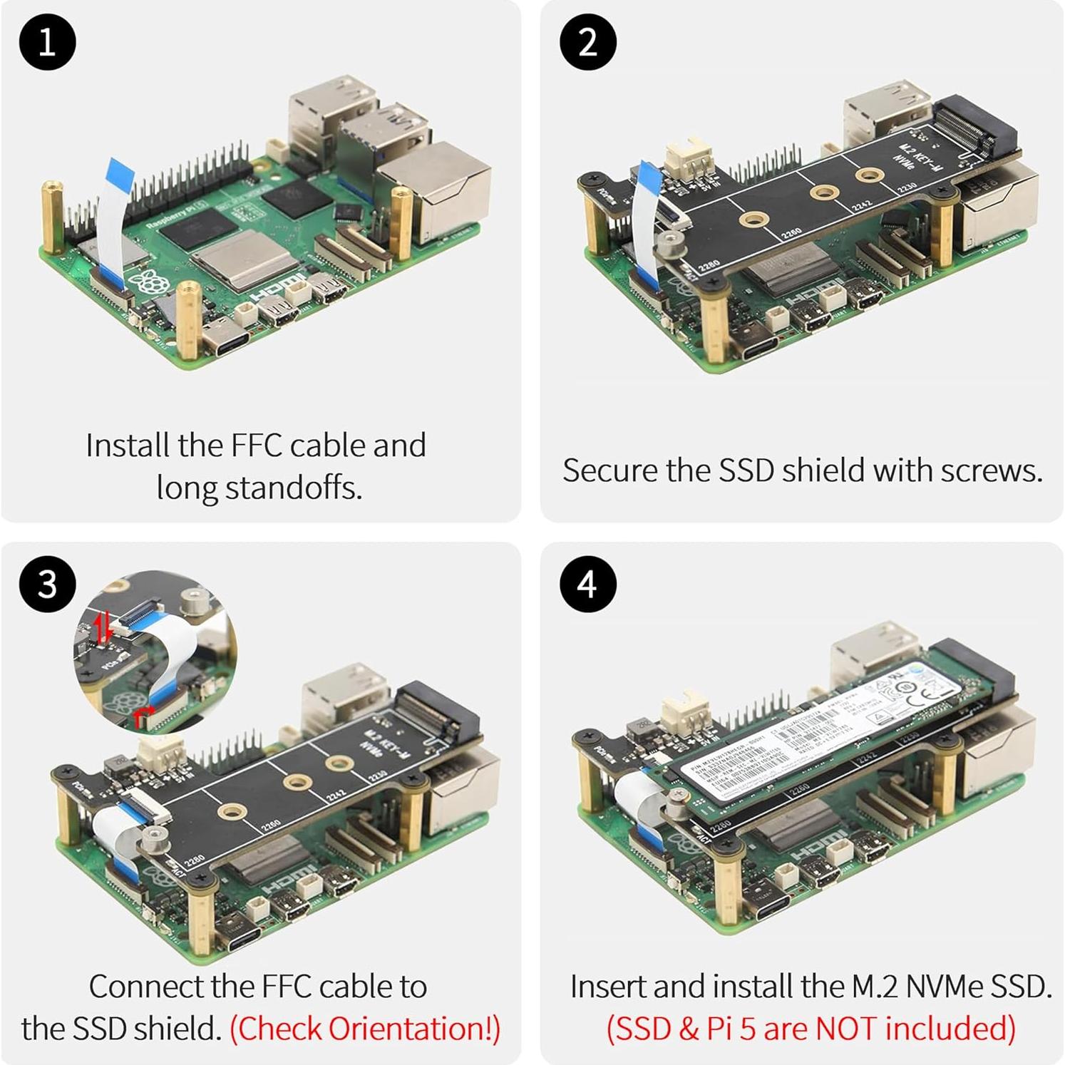 ElectroCookie HAT M.2 NVMe SSD para Raspberry Pi 5 X1001