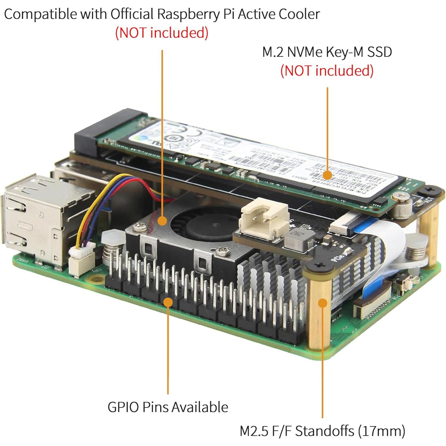 ElectroCookie HAT M.2 NVMe SSD para Raspberry Pi 5 X1001