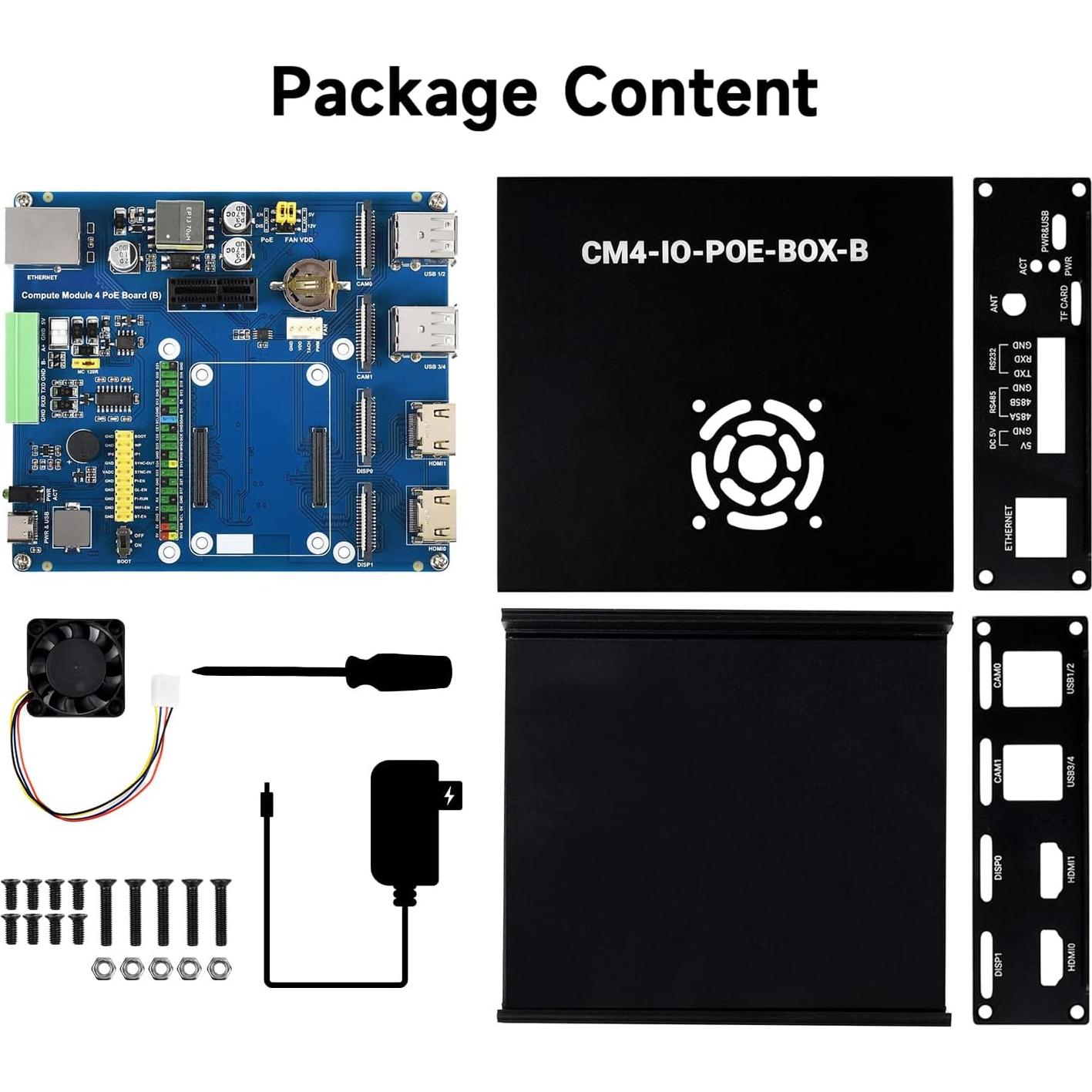 Mini Computadora PoE Waveshare CM4 IO Board B con Ventilador