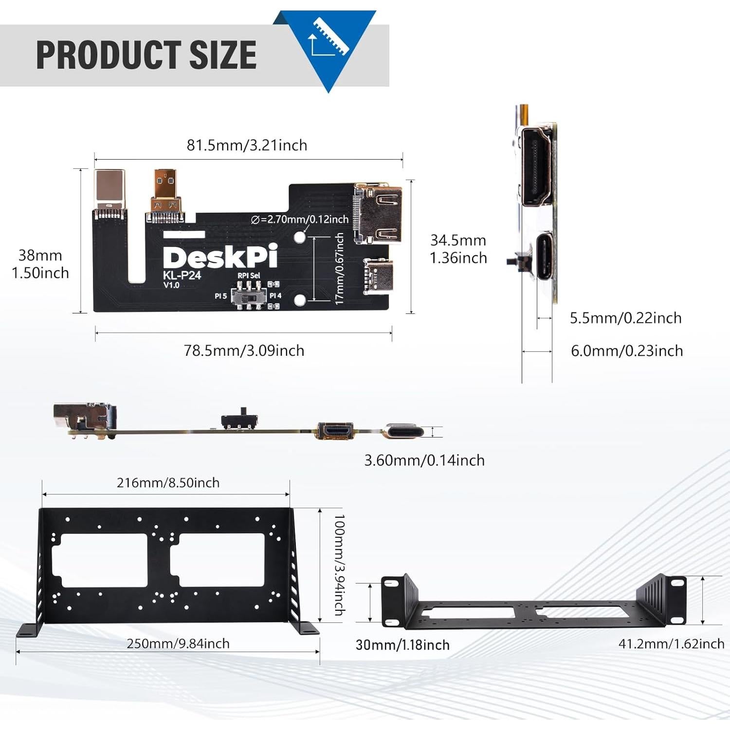 Estante SBC 10" 1U Rack GeeekPi con 2 Adaptadores HDMI