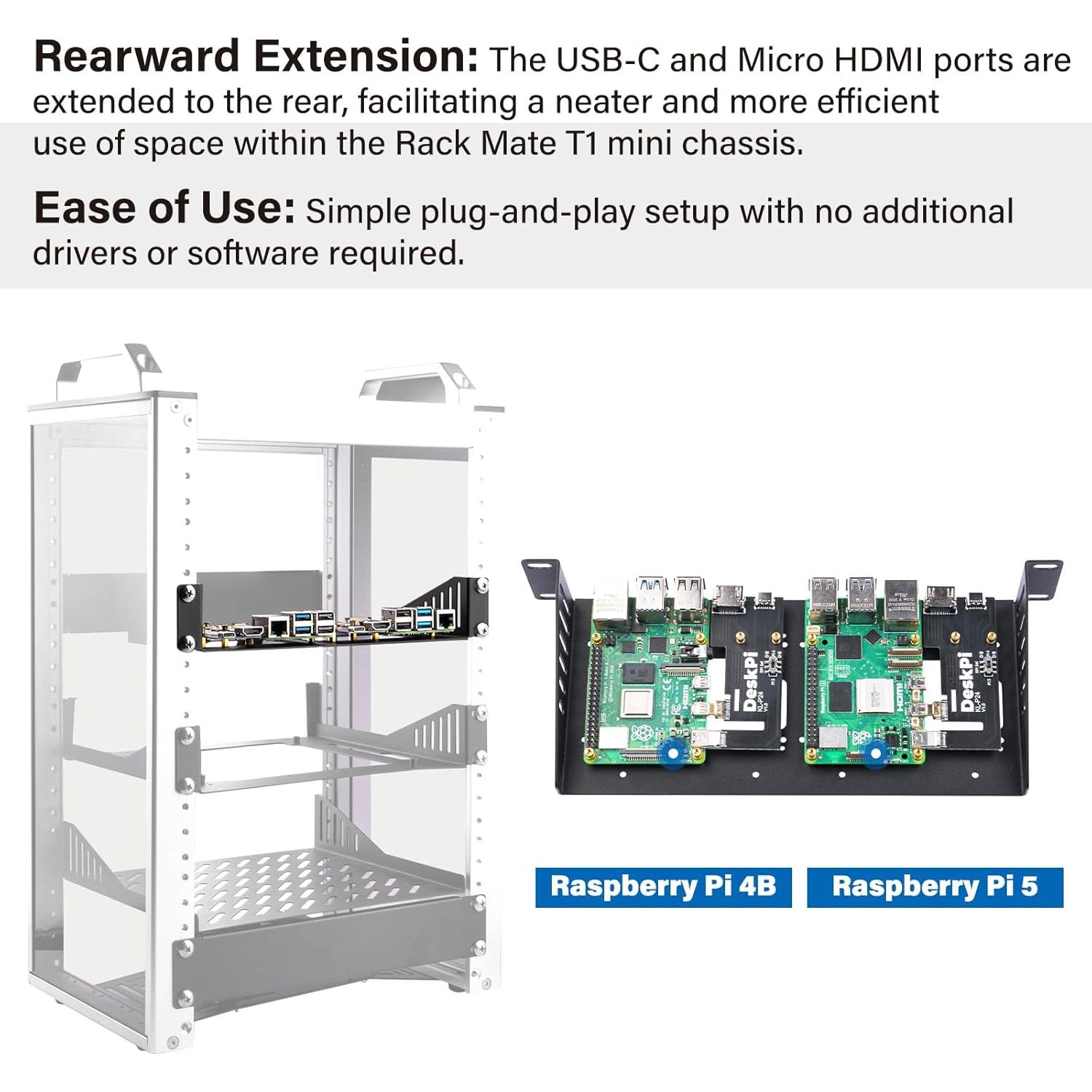 Estante SBC 10" 1U Rack GeeekPi con 2 Adaptadores HDMI