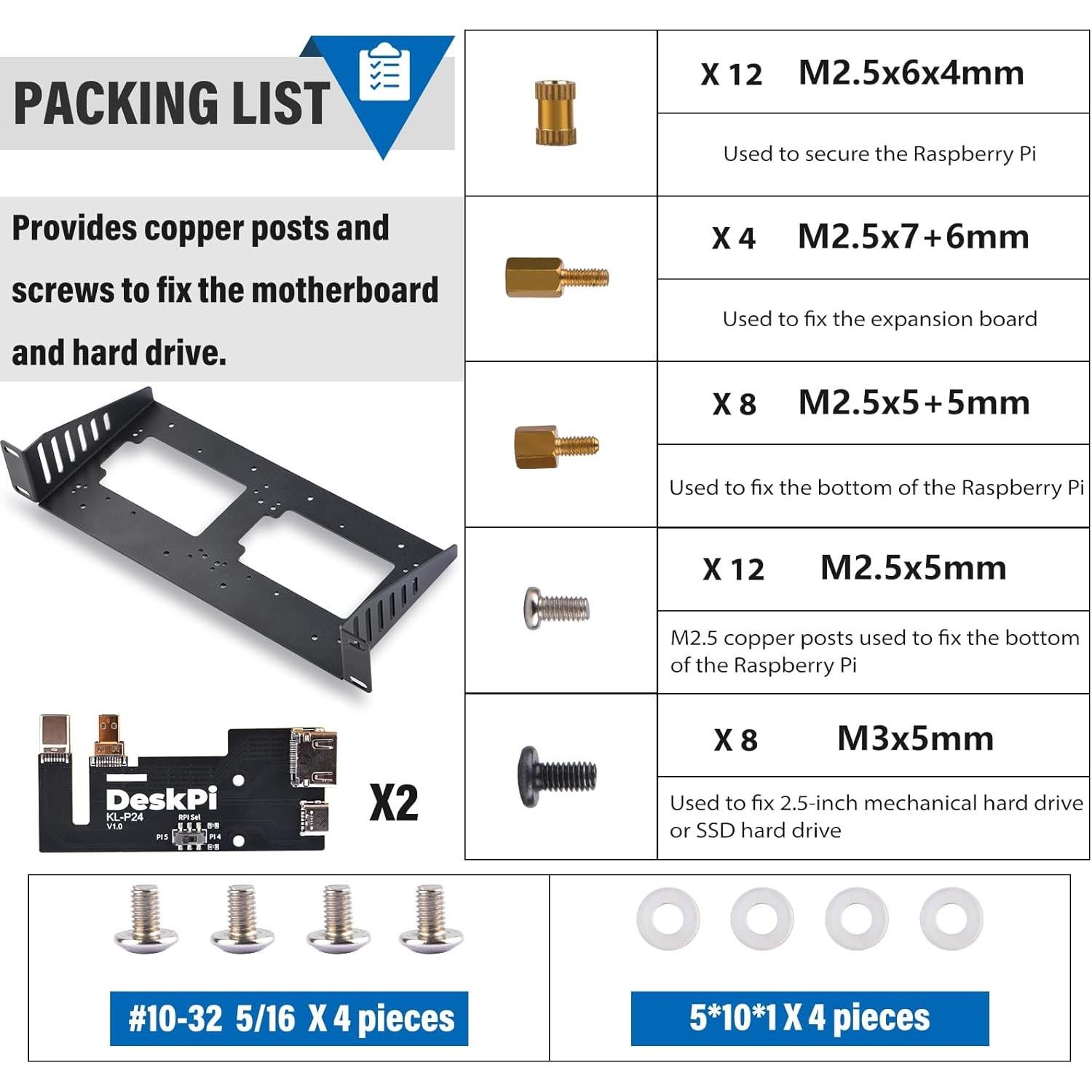 Estante SBC 10" 1U Rack GeeekPi con 2 Adaptadores HDMI
