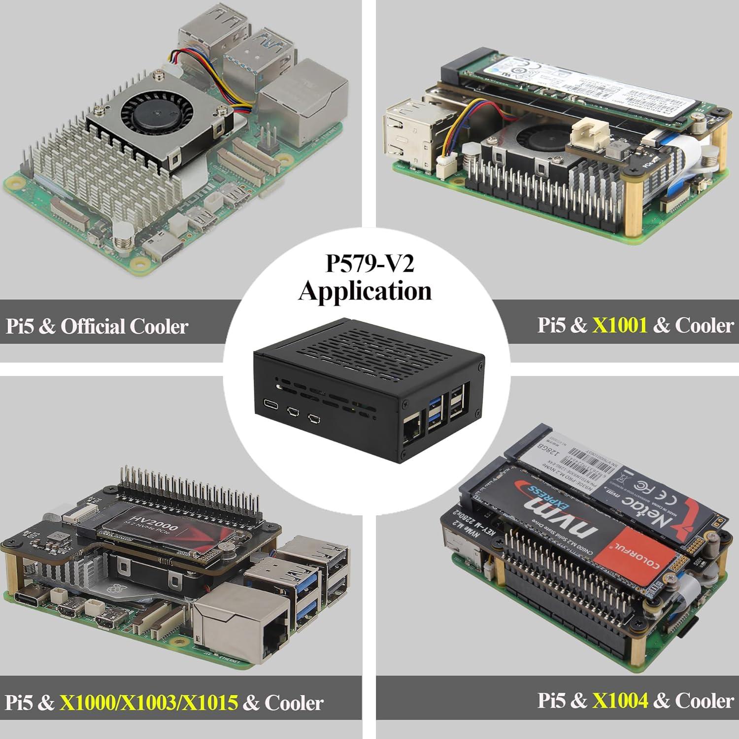 Caja Metal PCIe Geekworm P579-V2 para Raspberry Pi 5